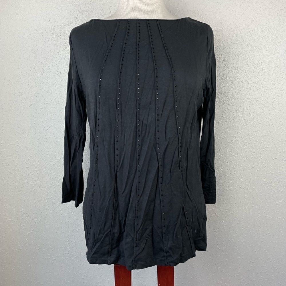 Pre-Owed Liz Claiborne Womens Black Long Sleeve Top Size M